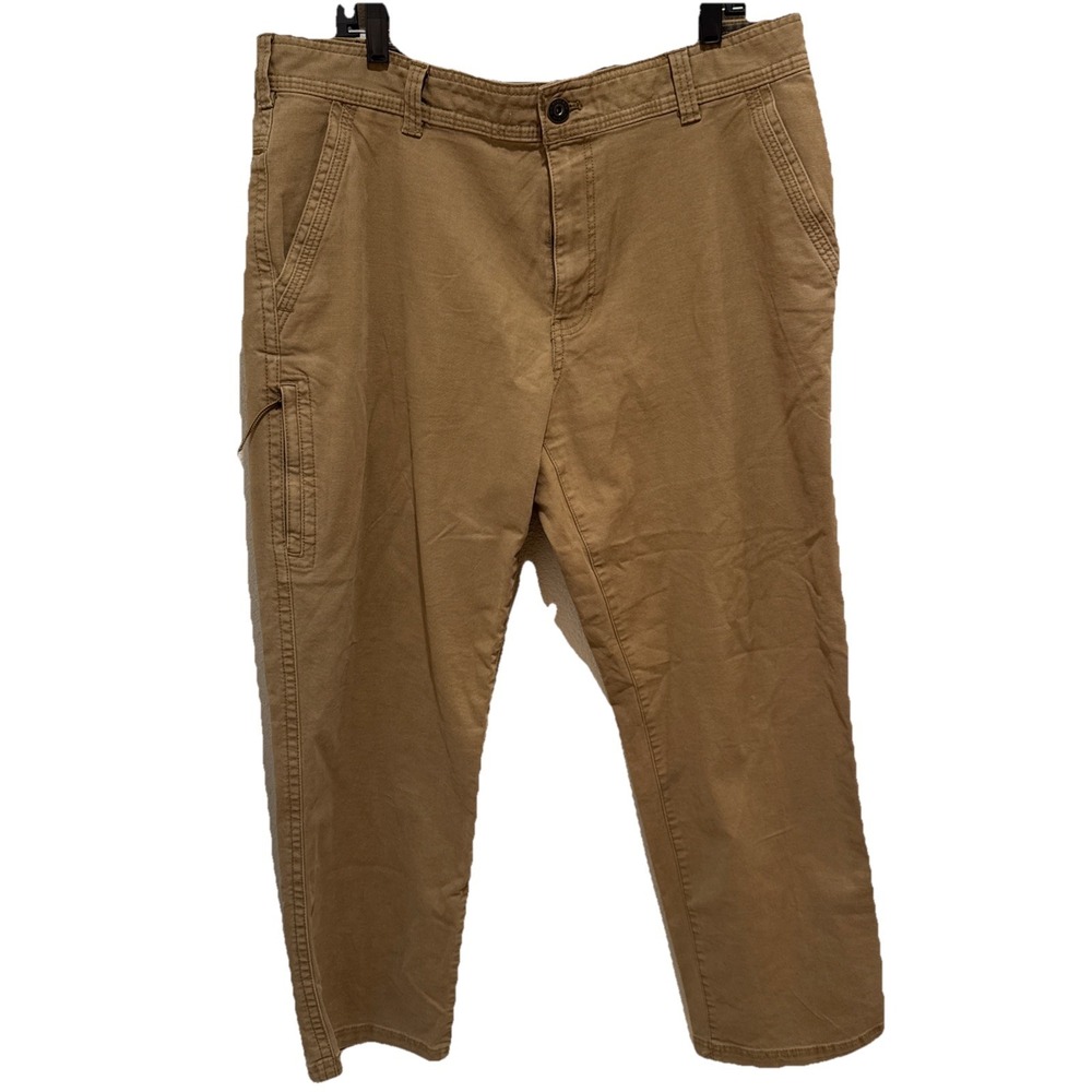 GH Bass & Co Hiking Outdoor Pants Mens 38x32 Side-Zip Cargo Pocket Brown Canvas